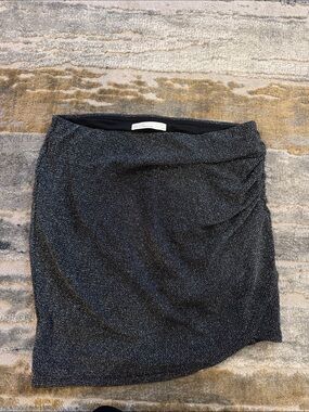 Metallic Black Glitter Knit Skirt - Women's